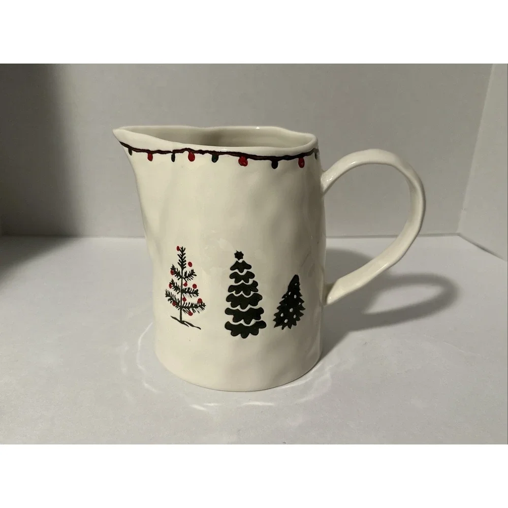 Potters Studio Dimpled Colonial Style Ceramic Pitcher Farmhouse Christmas Decor